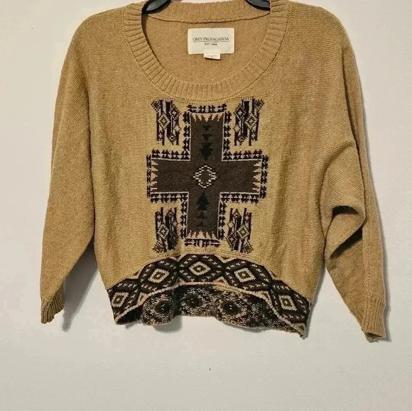 OBEY PROPAGANDA Cropped Mystic Spirit Sweater Size Small EUC - Picture 2 of 11